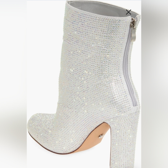 Sparkling Silver Rhinestone Ankle Boots - Picture 2 of 4